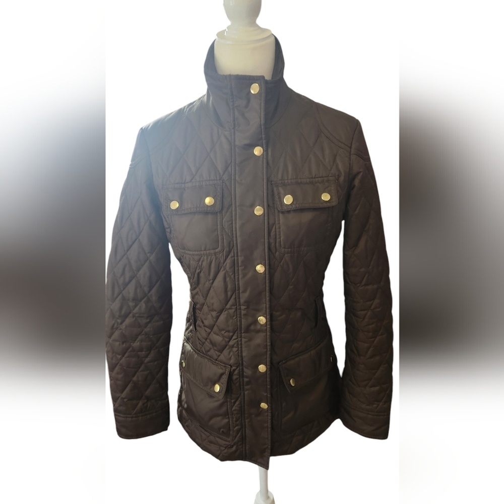 Banana Republic Dark Olive Green Quilted Jacket Coat. Size S
